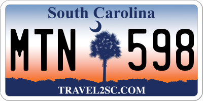 SC license plate MTN598