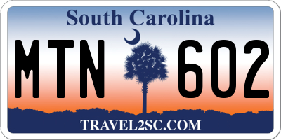 SC license plate MTN602