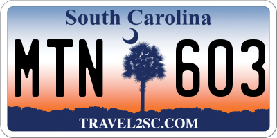 SC license plate MTN603