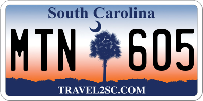 SC license plate MTN605