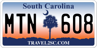 SC license plate MTN608