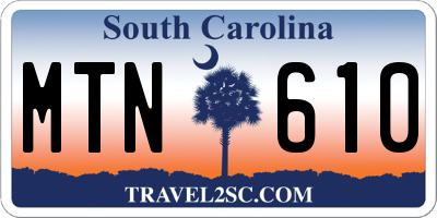 SC license plate MTN610