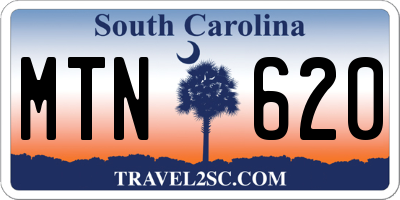 SC license plate MTN620