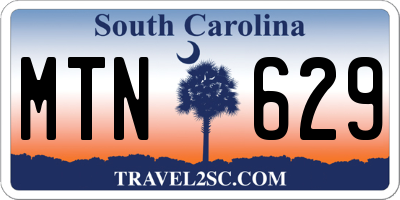 SC license plate MTN629