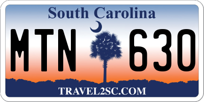 SC license plate MTN630