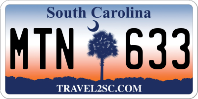 SC license plate MTN633