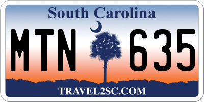 SC license plate MTN635