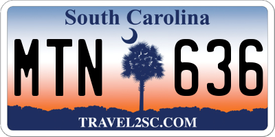 SC license plate MTN636