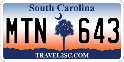 SC license plate MTN643