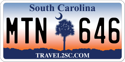 SC license plate MTN646