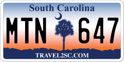SC license plate MTN647