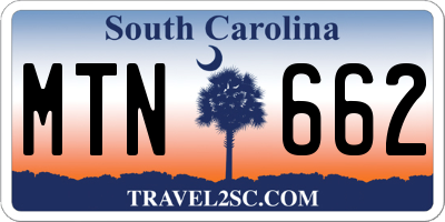 SC license plate MTN662