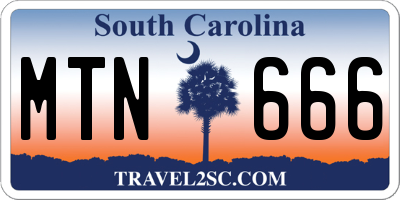 SC license plate MTN666