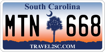 SC license plate MTN668