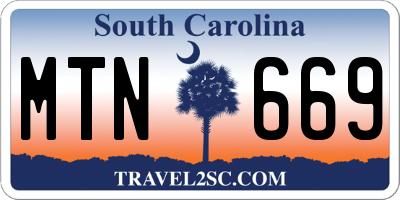 SC license plate MTN669