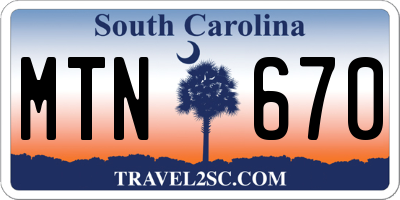 SC license plate MTN670