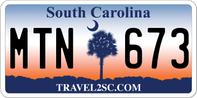 SC license plate MTN673
