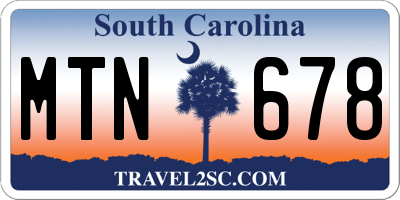 SC license plate MTN678