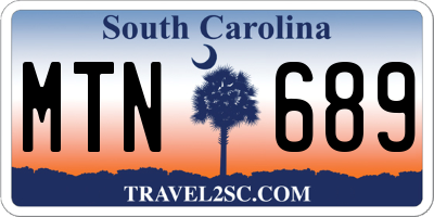 SC license plate MTN689