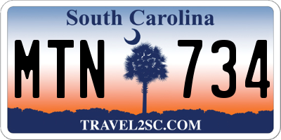 SC license plate MTN734
