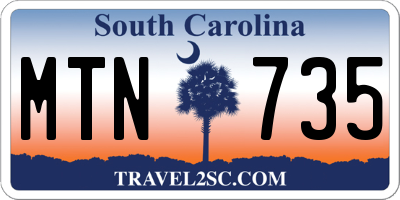 SC license plate MTN735