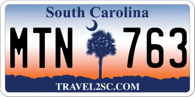 SC license plate MTN763