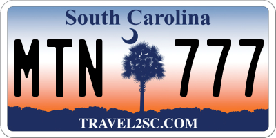 SC license plate MTN777