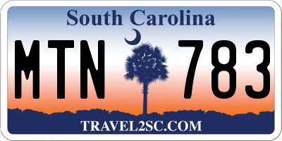 SC license plate MTN783