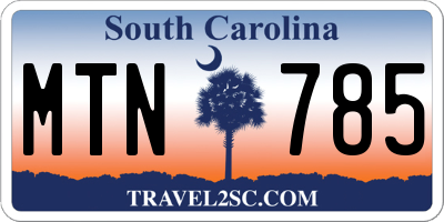 SC license plate MTN785