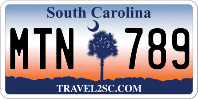 SC license plate MTN789
