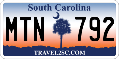 SC license plate MTN792