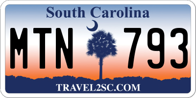SC license plate MTN793