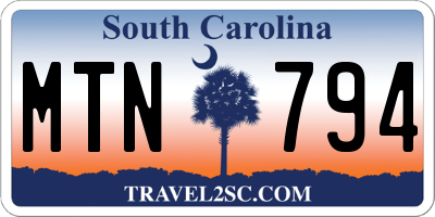 SC license plate MTN794