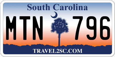 SC license plate MTN796