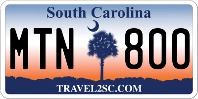 SC license plate MTN800