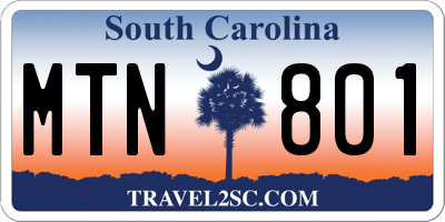 SC license plate MTN801