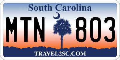 SC license plate MTN803