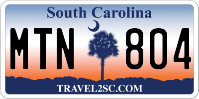 SC license plate MTN804