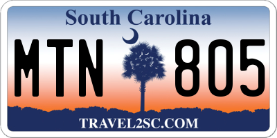 SC license plate MTN805