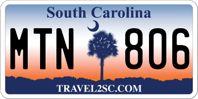 SC license plate MTN806