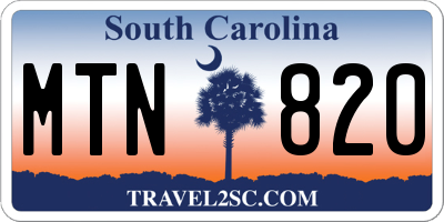 SC license plate MTN820