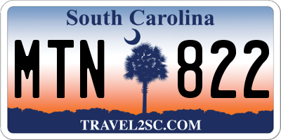 SC license plate MTN822
