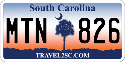 SC license plate MTN826