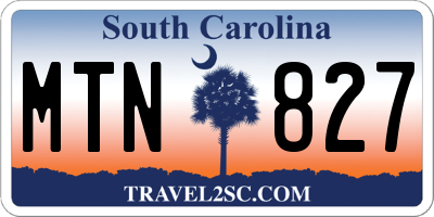 SC license plate MTN827