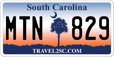 SC license plate MTN829