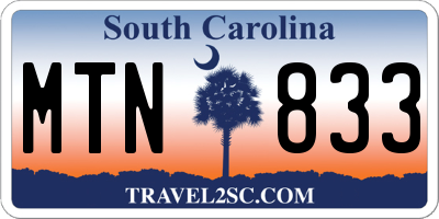 SC license plate MTN833