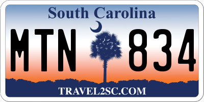 SC license plate MTN834