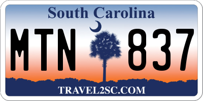 SC license plate MTN837
