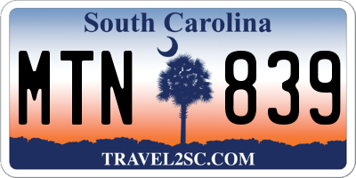SC license plate MTN839