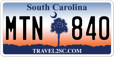SC license plate MTN840